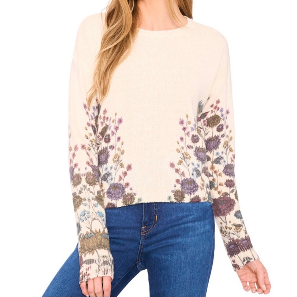 Cece Floral Cream Sweater Medium